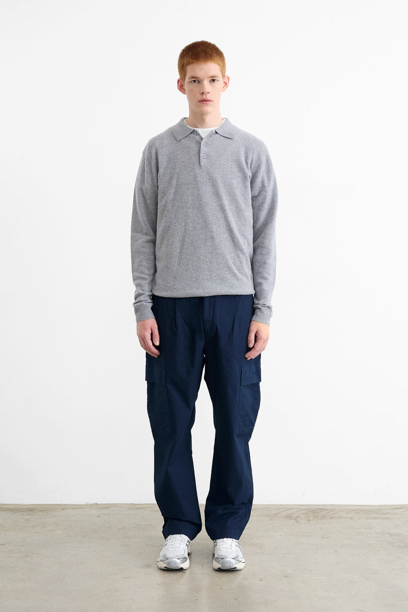 WOOL POLO GREY MELANGE