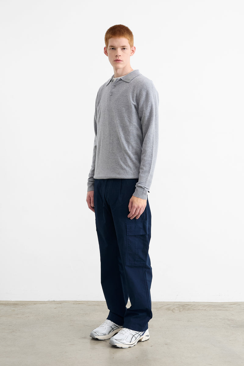 WOOL POLO GREY MELANGE