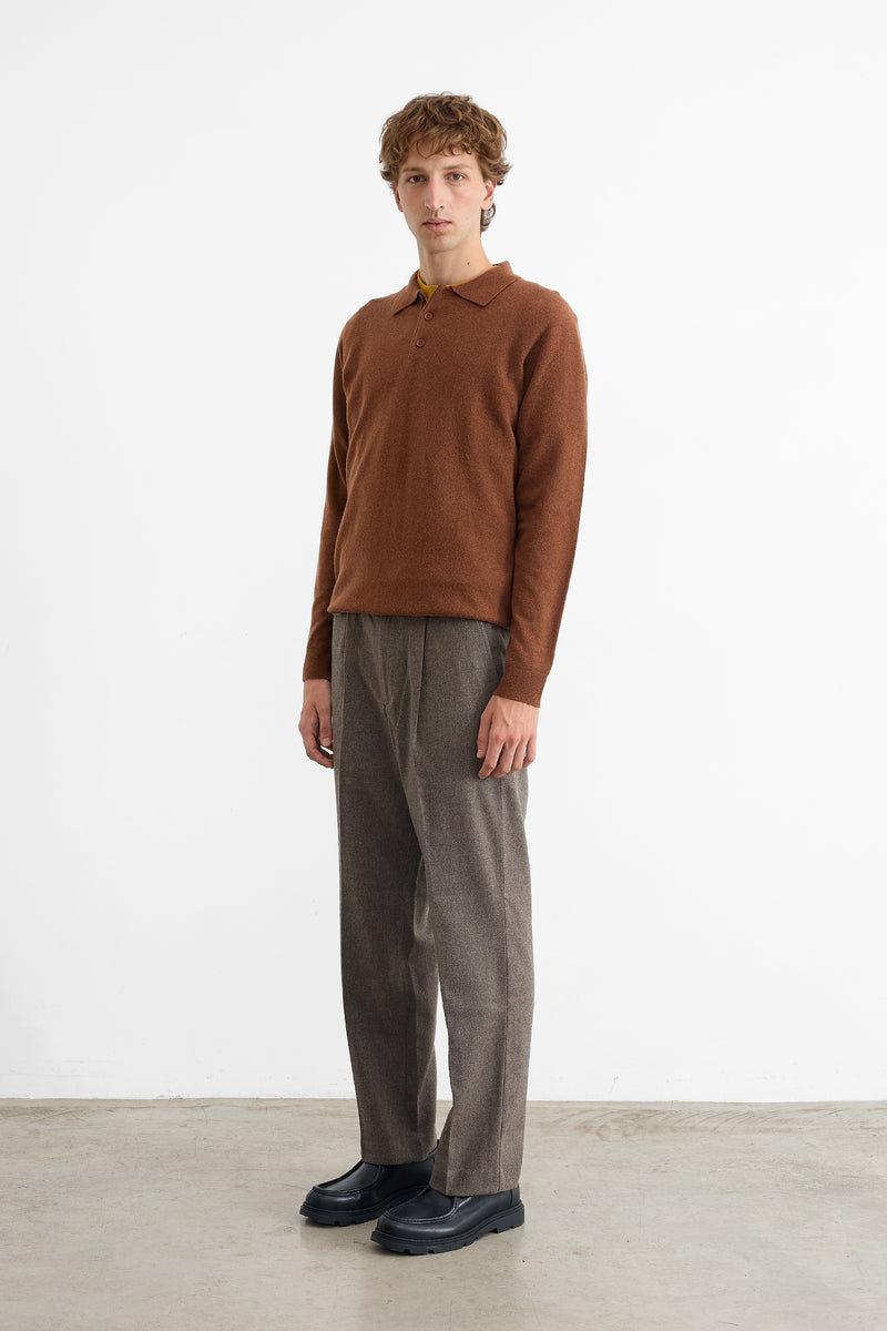 WOOL POLO CHOCOLATE