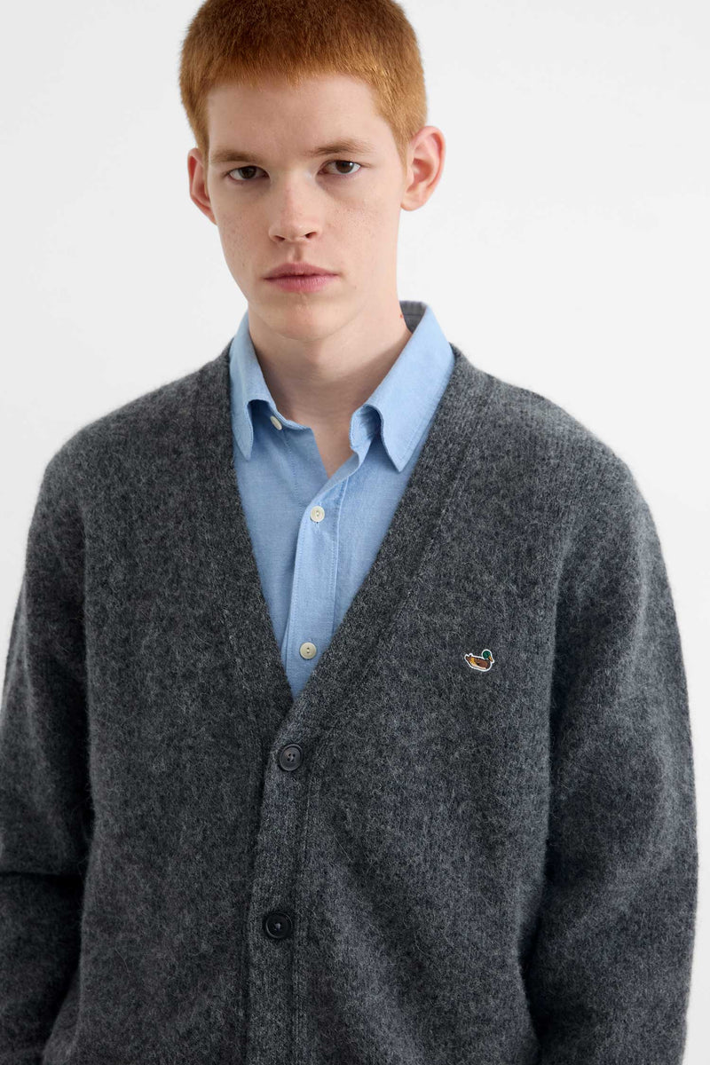 DUCK PATCH CARDIGAN GREY