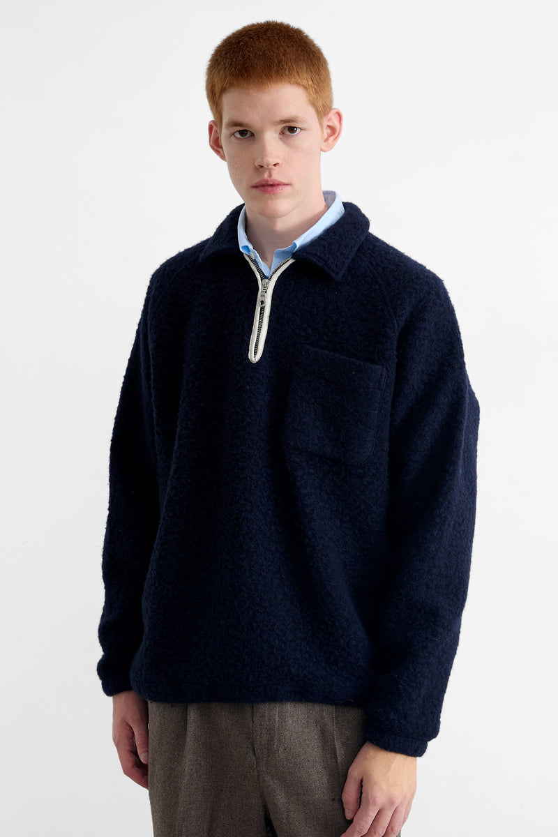 UNCONVETIONAL ZIP POLO NAVY