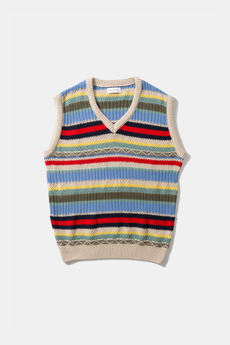 トップス MacMahon Knitting Mills LINE VEST MULTI STRIPES VEST off white – edmmond.com