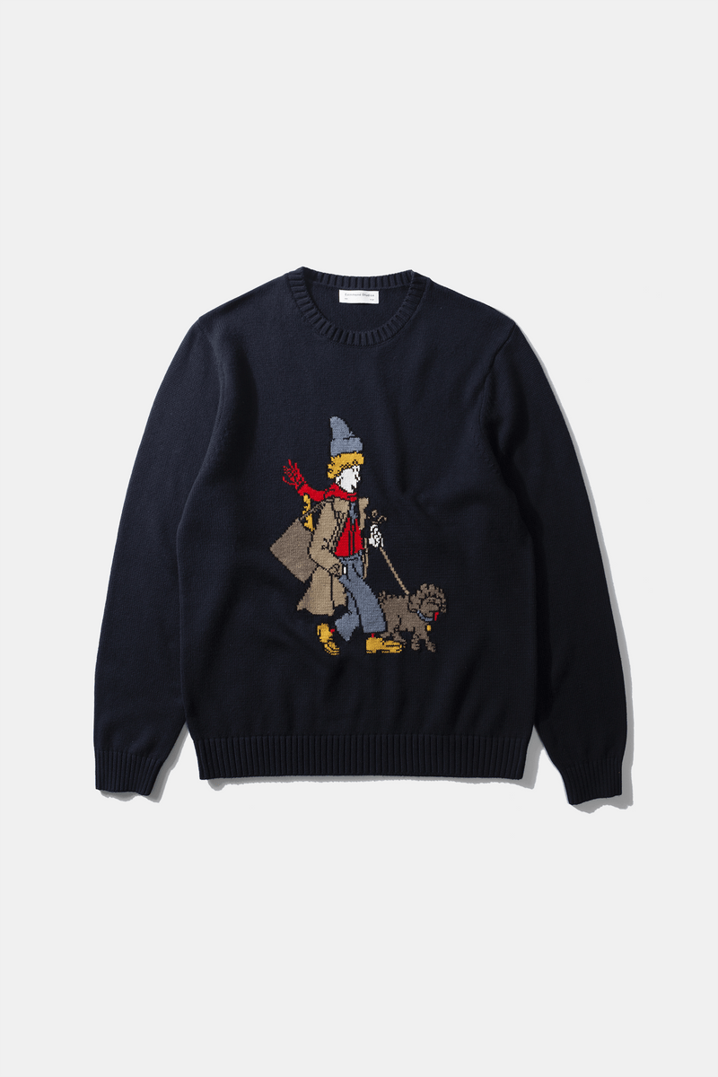 WALKING DOG SWEATER PLAIN NAVY