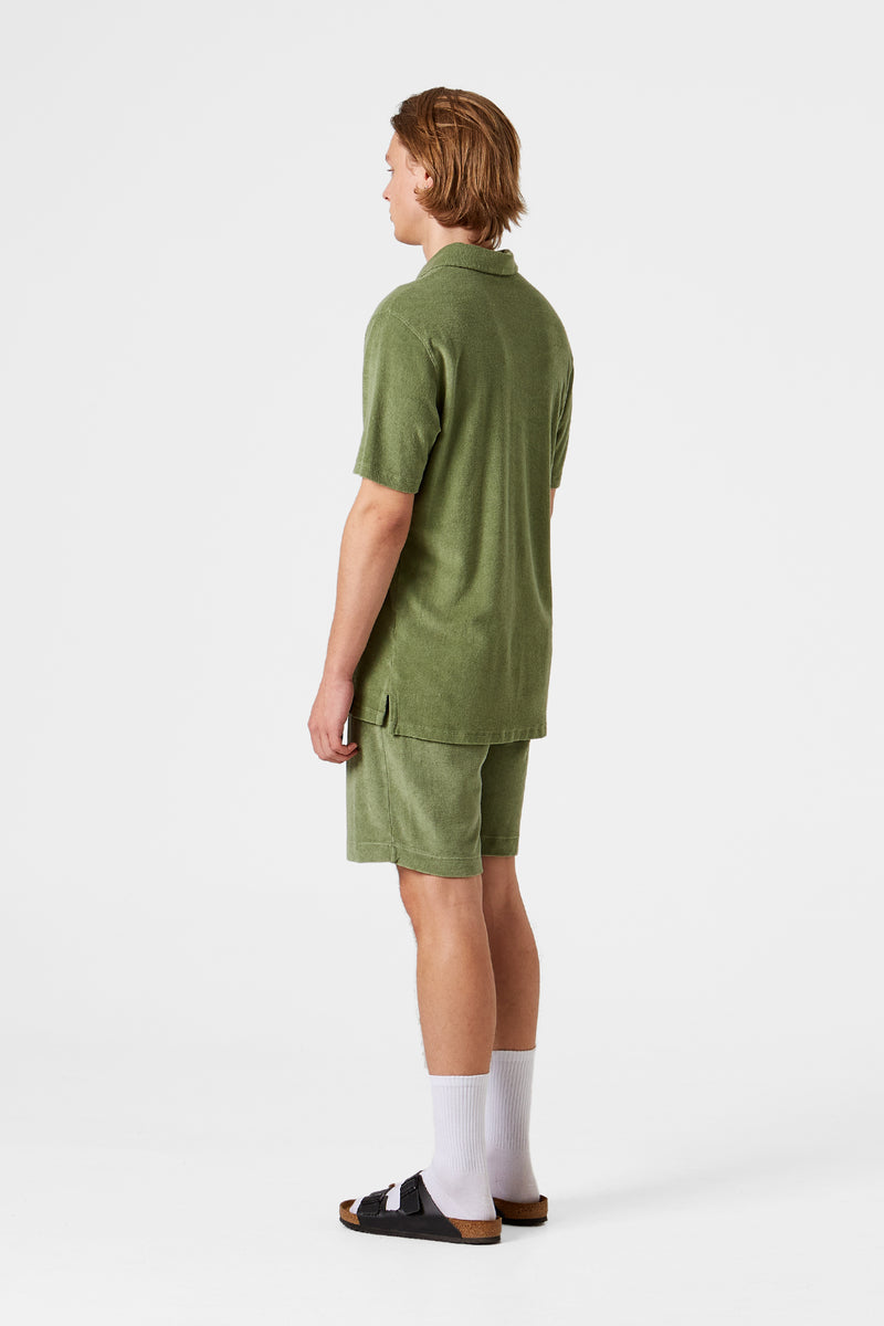 CONTRAST TERRY SHORTS PLAIN OLIVE