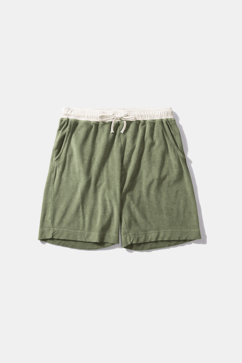 CONTRAST TERRY SHORTS PLAIN OLIVE