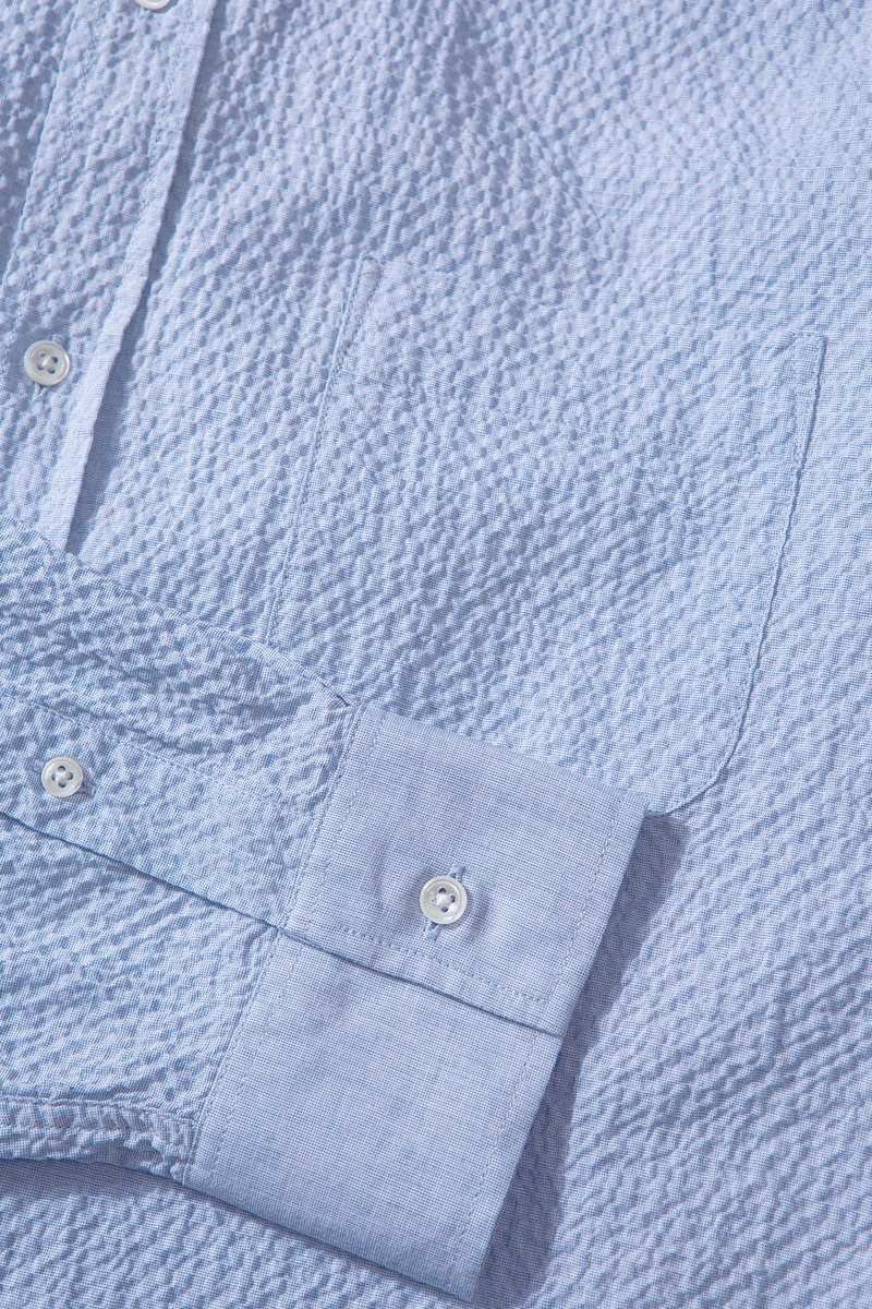 SEERSUCKER SHIRT PLAIN LIGHT BLUE
