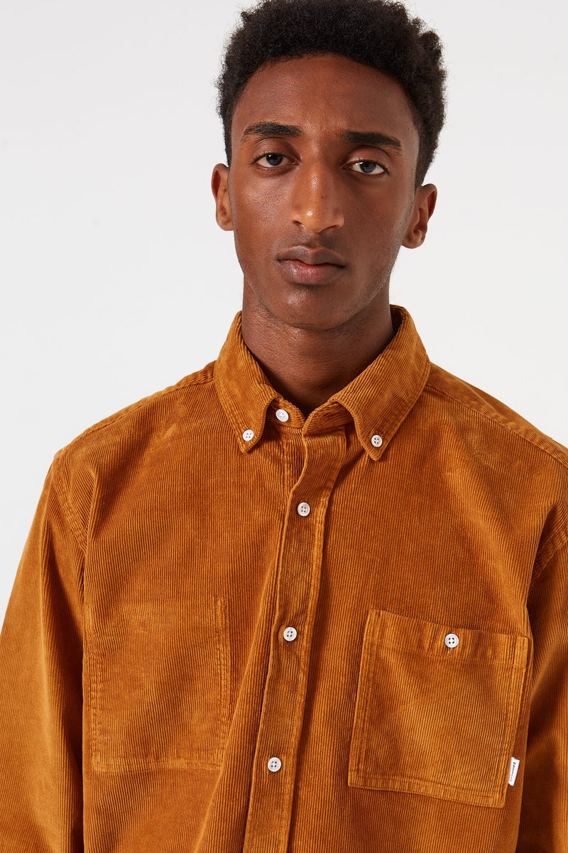 MICROCORD SHIRT PLAIN BROWN